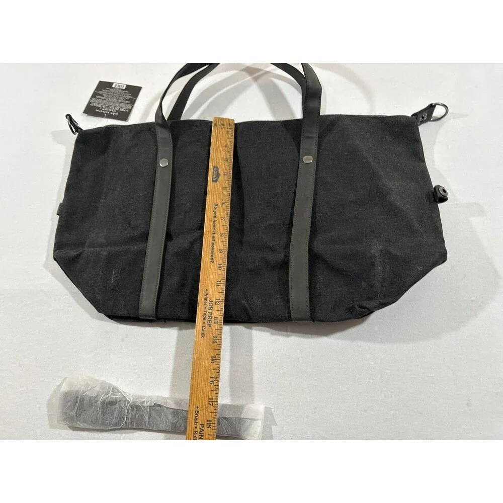 John Varvatos Dark Gray Canvas Cotton Weekender Travel Gym Tote Bag w/Strap New